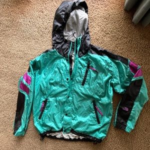 The North Face Vintage Retro 80’s Men’s hoody lined zip jacket, metallic green